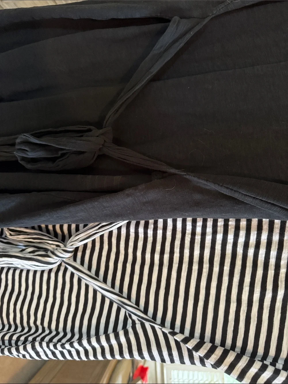 2 J. Crew Tie-Front Tunic Dress in Black and Black/White Stripe